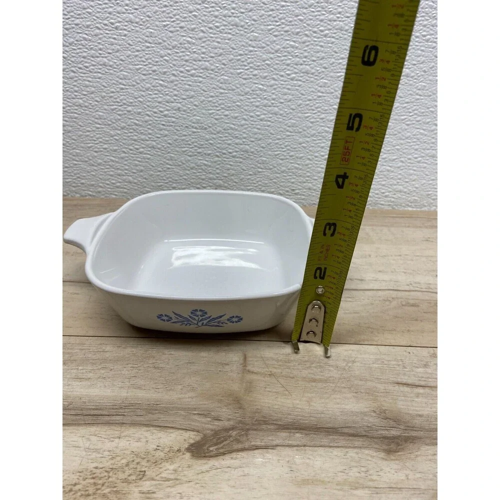 Vtg Set Of 2 Corning Ware White/Blue Casseroles 1 3/4 Cup & 2 3/4 Cup No Lids